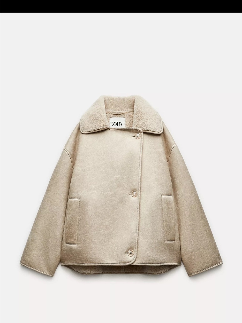 Zara Beige Faux Shearling Short Jacket